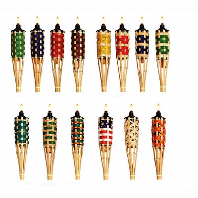 Tocha de bambu natural para acampamento ao ar livre, decoração de festa no jardim, tocha de fogo ecológica artesanal, à prova d'água